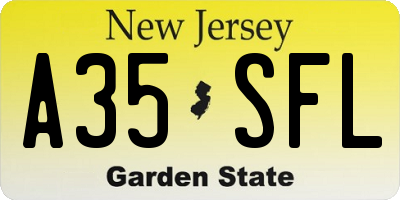 NJ license plate A35SFL