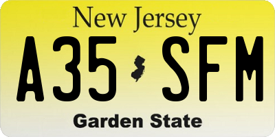 NJ license plate A35SFM