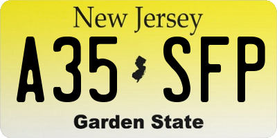 NJ license plate A35SFP
