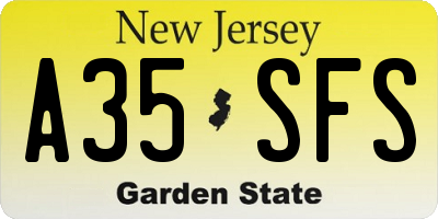 NJ license plate A35SFS