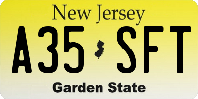 NJ license plate A35SFT