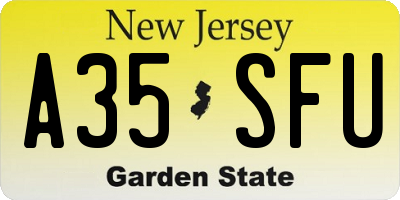 NJ license plate A35SFU