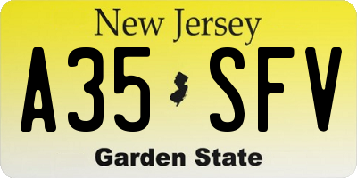 NJ license plate A35SFV