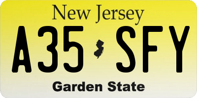 NJ license plate A35SFY