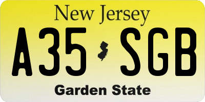 NJ license plate A35SGB