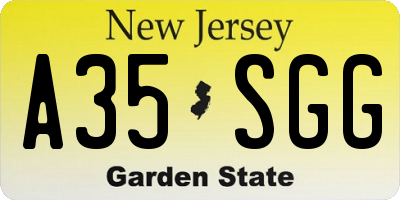 NJ license plate A35SGG