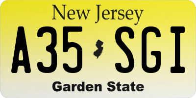 NJ license plate A35SGI