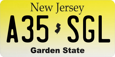 NJ license plate A35SGL