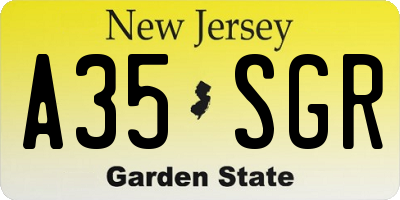 NJ license plate A35SGR