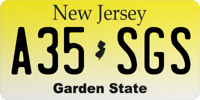 NJ license plate A35SGS