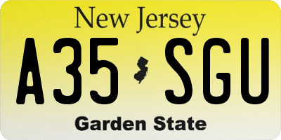 NJ license plate A35SGU
