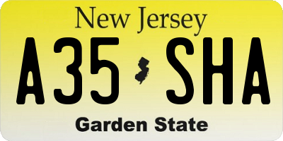 NJ license plate A35SHA