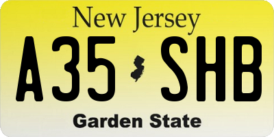 NJ license plate A35SHB
