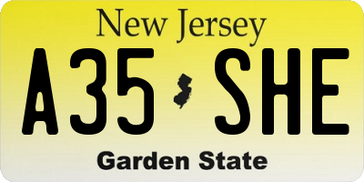 NJ license plate A35SHE