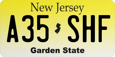 NJ license plate A35SHF