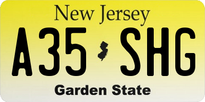 NJ license plate A35SHG