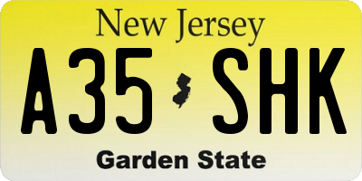 NJ license plate A35SHK