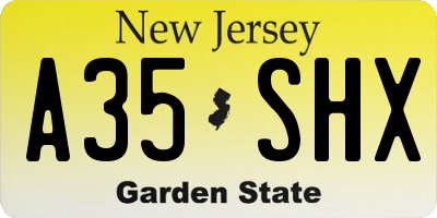 NJ license plate A35SHX