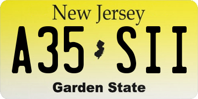 NJ license plate A35SII