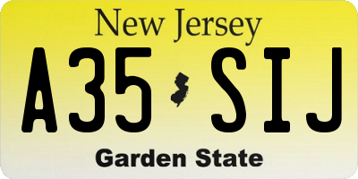 NJ license plate A35SIJ