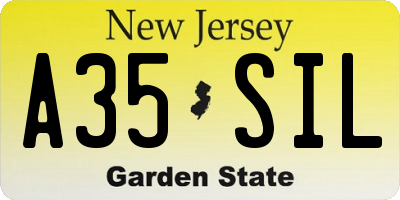 NJ license plate A35SIL