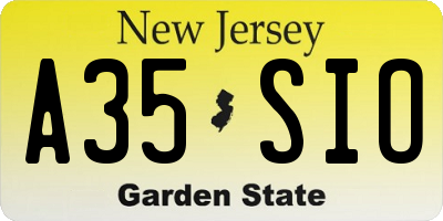 NJ license plate A35SIO