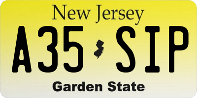 NJ license plate A35SIP