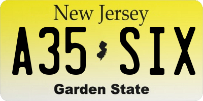 NJ license plate A35SIX