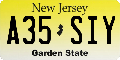 NJ license plate A35SIY