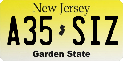 NJ license plate A35SIZ