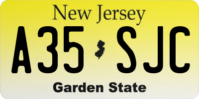 NJ license plate A35SJC