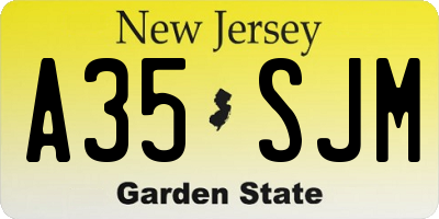 NJ license plate A35SJM