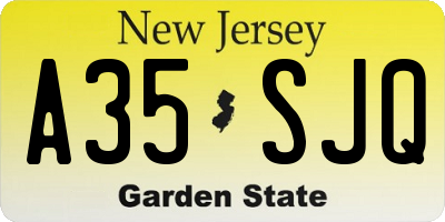 NJ license plate A35SJQ