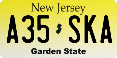 NJ license plate A35SKA