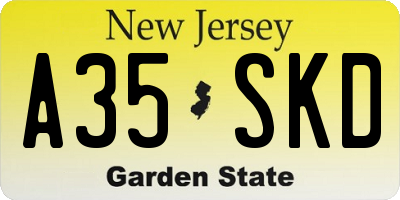 NJ license plate A35SKD