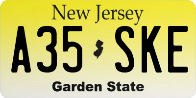 NJ license plate A35SKE
