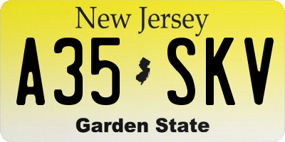 NJ license plate A35SKV