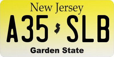 NJ license plate A35SLB