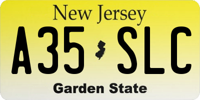 NJ license plate A35SLC