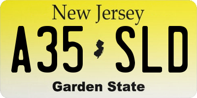 NJ license plate A35SLD