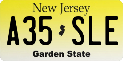 NJ license plate A35SLE