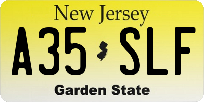 NJ license plate A35SLF