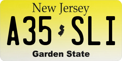 NJ license plate A35SLI