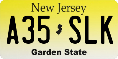 NJ license plate A35SLK