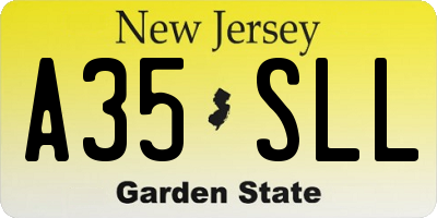 NJ license plate A35SLL