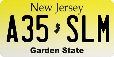 NJ license plate A35SLM