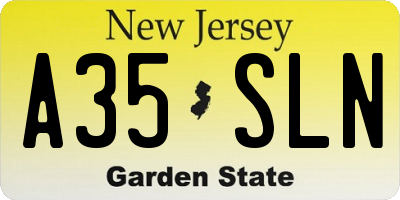 NJ license plate A35SLN