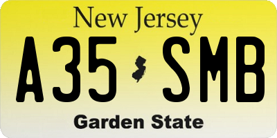 NJ license plate A35SMB