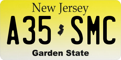 NJ license plate A35SMC
