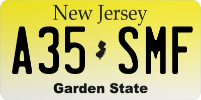 NJ license plate A35SMF